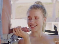 WOWGIRLS Hottest blonde girl Freya Mayer sucking big white cock and getting fucked by the pool