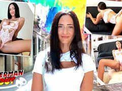 GERMAN SCOUT - Skinny Girl with Big natural Tits Mina Moreno seduce to Cheating Fuck at Model Job